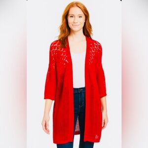 Lucky Brand Women's Red Open Knit Sweater